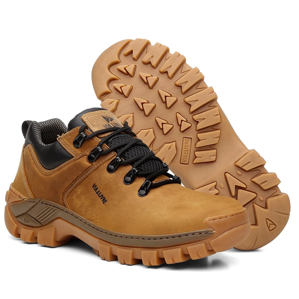 coturno masculino, tênis adventure, via livre original, coturno couro legítimo, bota masculina leve, coturno com CA, calçado antiderrapante, adventure mississippi, coturno confortável, tênis cano curto