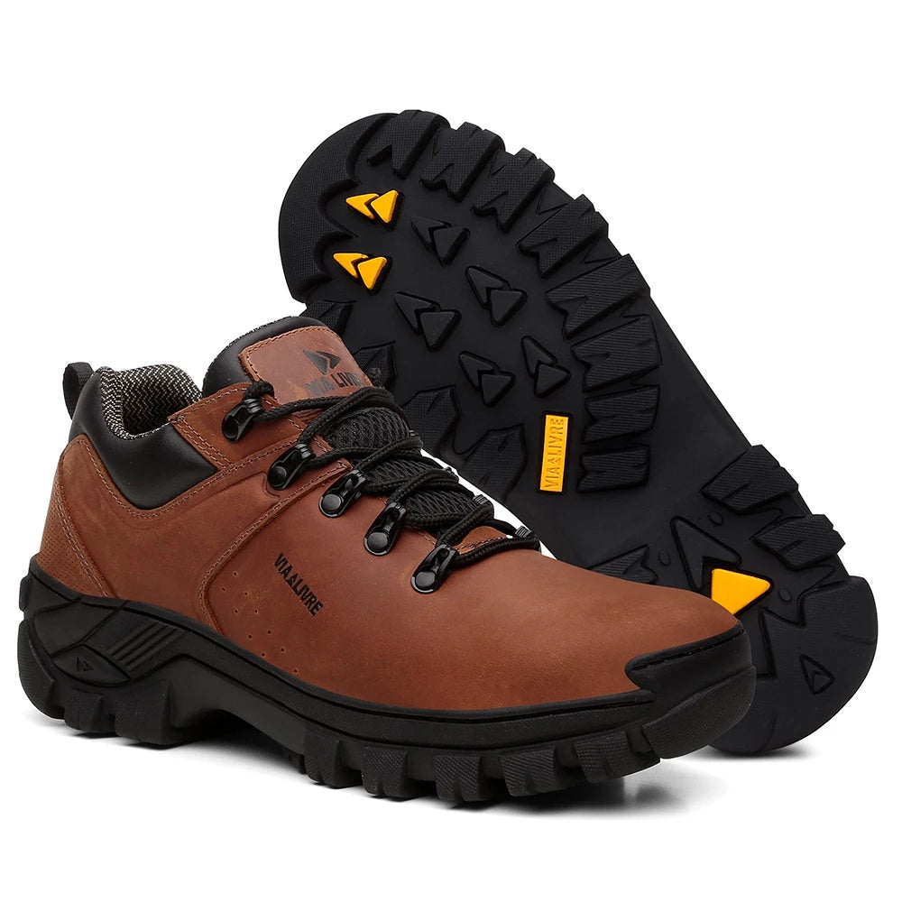 coturno masculino, tênis adventure, via livre original, coturno couro legítimo, bota masculina leve, coturno com CA, calçado antiderrapante, adventure mississippi, coturno confortável, tênis cano curto