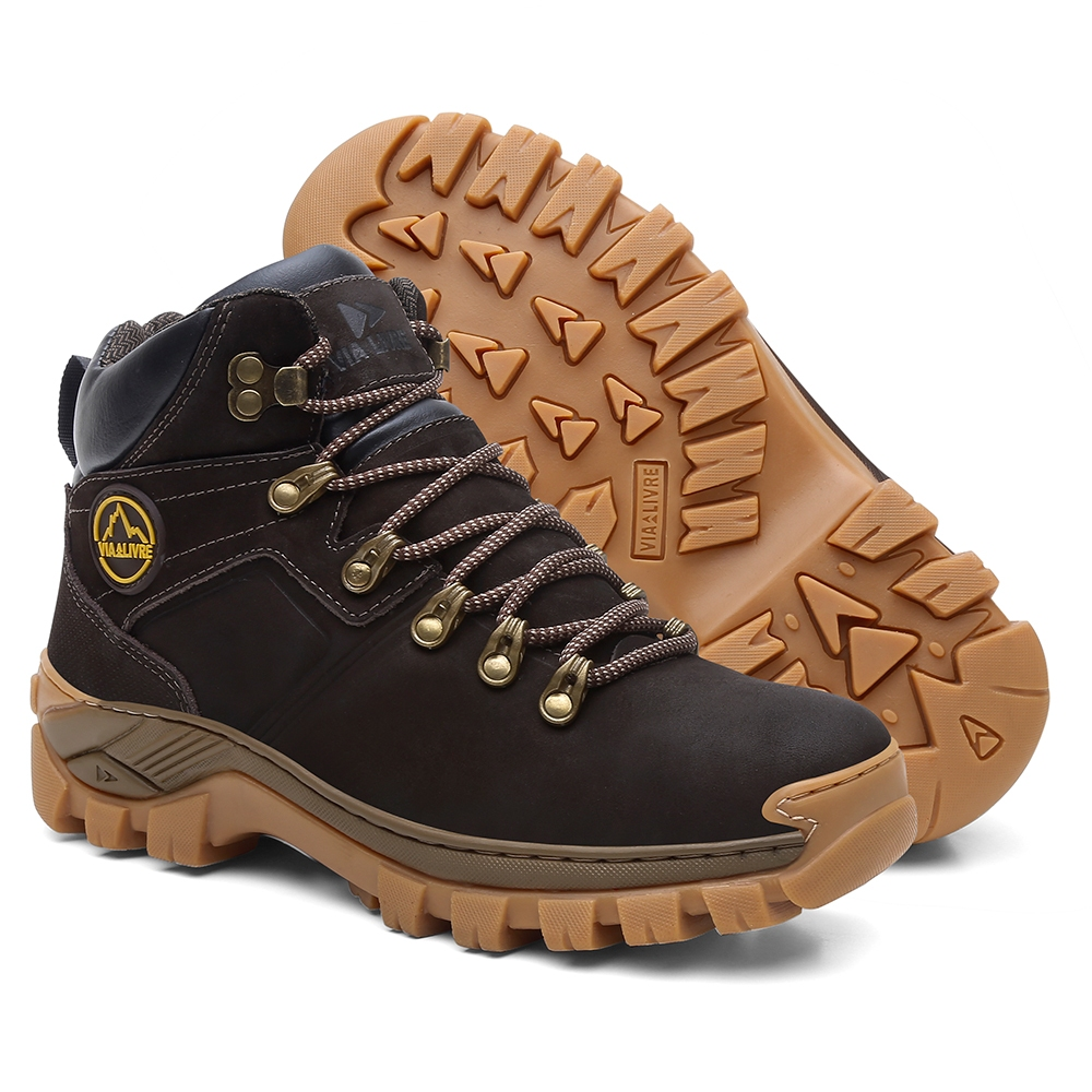 coturno masculino, coturno toronto, bota couro reforçado, coturno antiderrapante, coturno leve, coturno com CA, bota via livre, coturno adventure, calçado masculino resistente