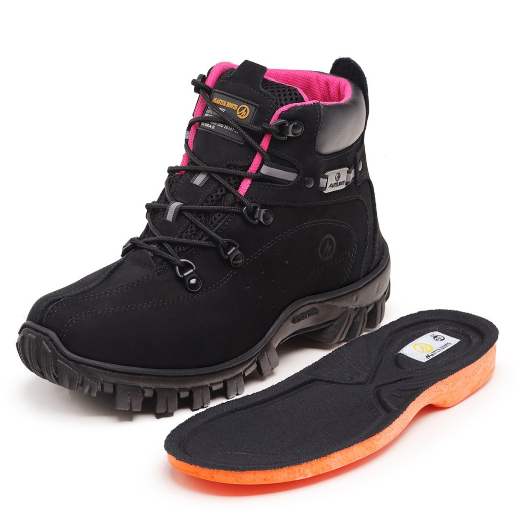 coturno feminino, masterboots 2113, bota de couro feminina, coturno com CA, coturno segurança, palmilha em gel, solado costurado, bico pvc flexível, coturno trabalho, coturno trilha