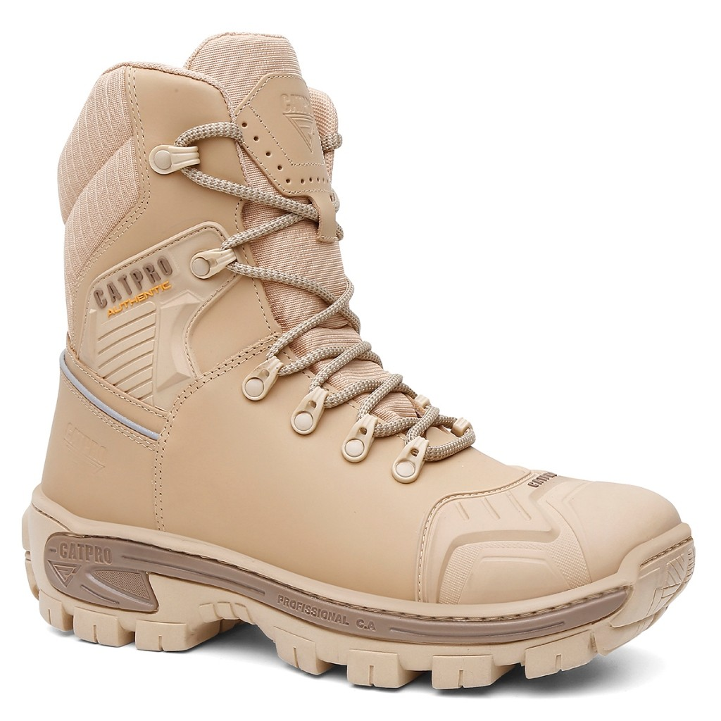 coturno catpro combat, coturno couro legítimo, coturno cano longo, coturno com CA, solado microexpandido, coturno antiderrapante, bota tática masculina, coturno leve confortável, coturno trabalho segurança, bota resistente