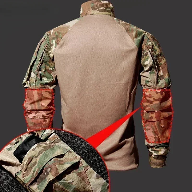 conjunto tático camuflado masculino, roupa tática airsoft militar, conjunto militar caça e trilha, conjunto tático resistente ao desgaste, roupa camuflada secagem rápida, conjunto tático outdoor, uniforme militar masculino camuflado, roupa tática com múltiplos bolsos, conjunto de treino tático, conjunto tático conforto e durabilidade