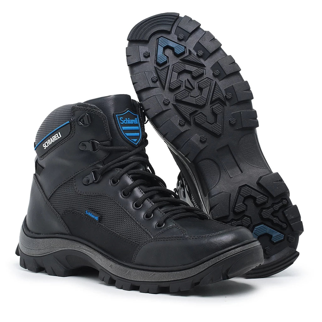 bota adventure, coturno unissex, schiareli 2190, bota sintética, solado blaqueado, bota esportiva, coturno leve, palmilha poliuretano, reforço em eva, calçado de trilha