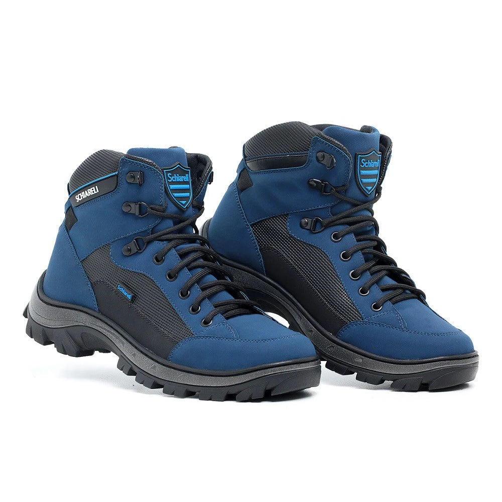 bota adventure, coturno unissex, schiareli 2190, bota sintética, solado blaqueado, bota esportiva, coturno leve, palmilha poliuretano, reforço em eva, calçado de trilha