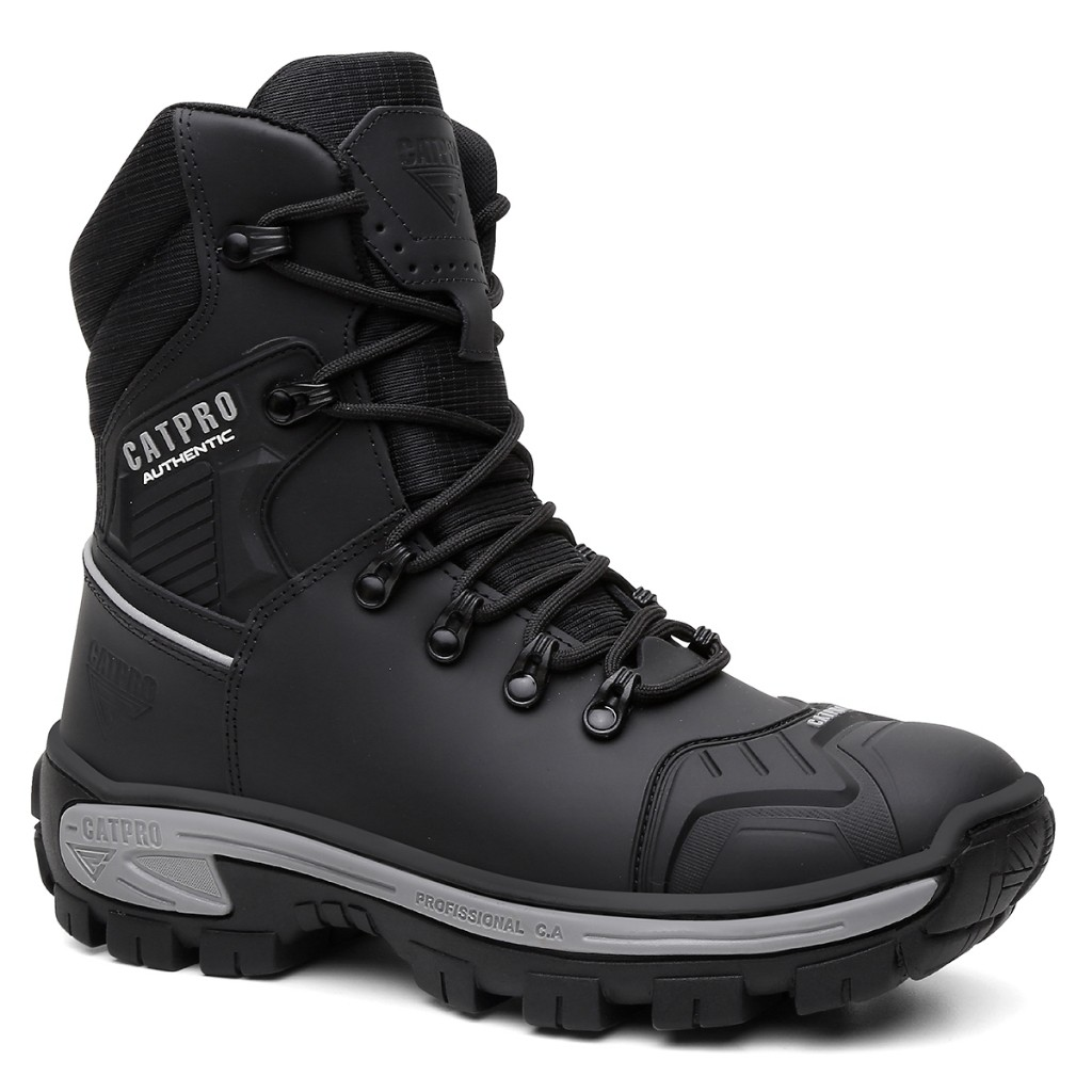 coturno catpro combat, coturno couro legítimo, coturno cano longo, coturno com CA, solado microexpandido, coturno antiderrapante, bota tática masculina, coturno leve confortável, coturno trabalho segurança, bota resistente